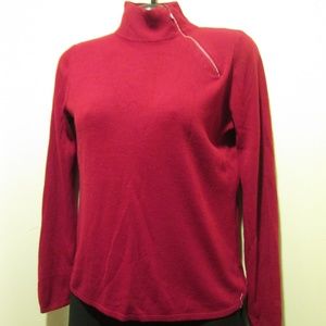 RED ACRYLIC SWEATER WITH RHINESTONES, MEDIUM